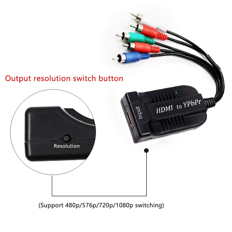 HDSUNWSTD Female HDMI to Male Scaler YPbPr Converter, HDMI to Video Ypbpr Adapter HDMI to Scaler Component Converter with YPBPR Cable Power Adapter Compatible for Apple TV, PS3, Xbox, Fire Stick, DVD Players - Image 4